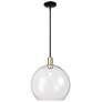 Arcadia Athens 14"W Black Brass Stem Hung Mini Pendant w/ Clear Shade