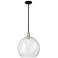 Arcadia Athens 14"W Black Brass Stem Hung Mini Pendant w/ Clear Shade