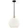 Arcadia Athens 14"W Black Brass Stem Mini Pendant w/ Matte White Shade