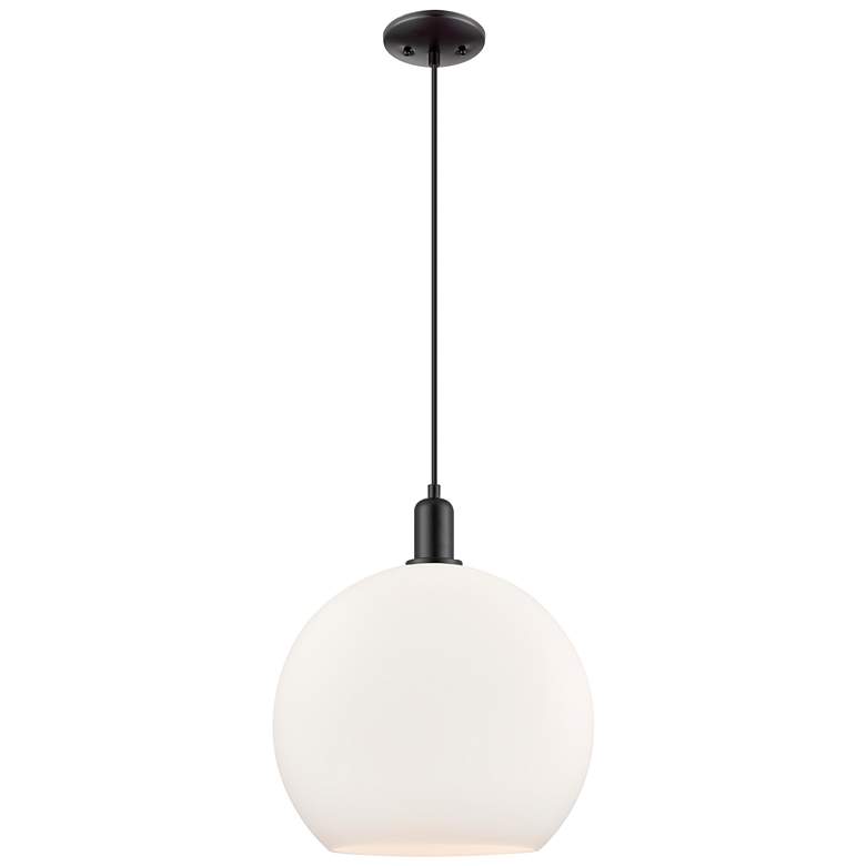 Image 1 Arcadia Athens 14"W Black Cord Hung Mini Pendant w/ Matte White Shade