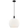 1_Arcadia Athens 14"W Black Cord Hung Mini Pendant w/ Matte White Shade