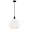 Arcadia Athens 14"W Black Cord Hung Mini Pendant w/ Matte White Shade