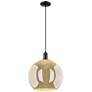 1_Arcadia Athens 14"W Black Cord Hung Mini Pendant w/ Mercury Shade