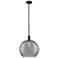 Arcadia Athens 14"W Black Stem Pendant w/ Light Smoke Deco Swirl Shade