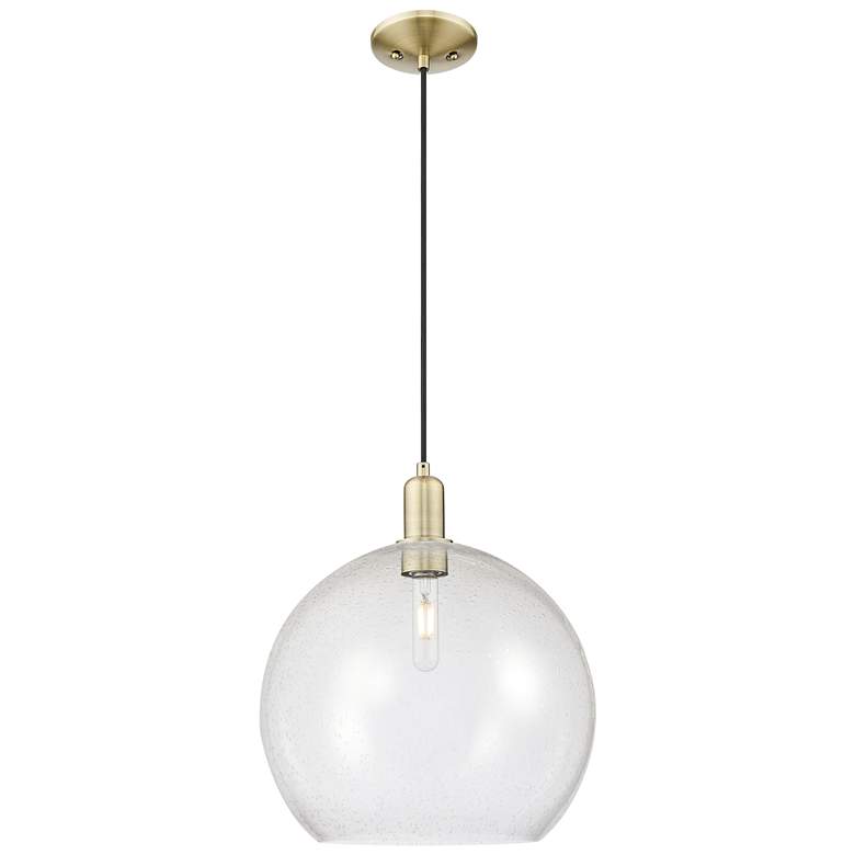 Image 1 Arcadia Athens 14"W Brass Cord Hung Mini Pendant With Seedy Shade