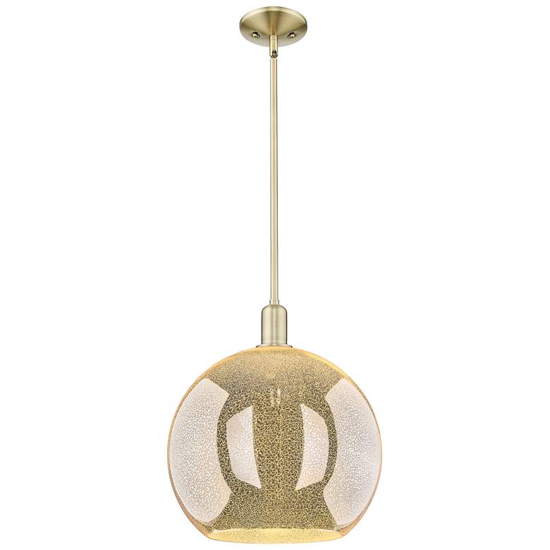 Image 1 Arcadia Athens 14"W Brass Stem Hung Mini Pendant With Mercury Shade