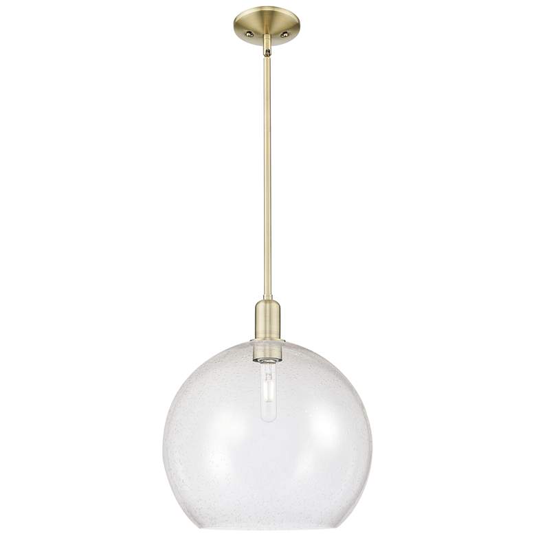 Image 1 Arcadia Athens 14"W Brass Stem Hung Mini Pendant With Seedy Shade