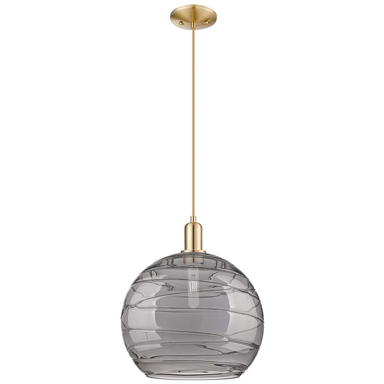Image 1 Arcadia Athens 14"W Bronze Cord Pendant w/ Light Smoke Deco Shade