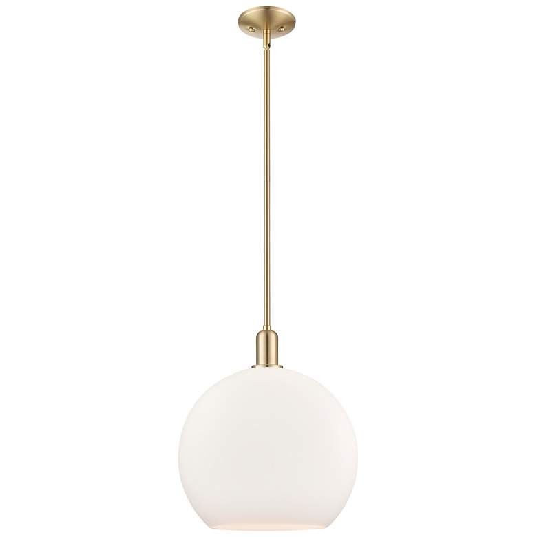 Image 1 Arcadia Athens 14"W Bronze Stem Mini Pendant w/ Matte White Shade