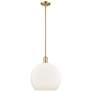 Arcadia Athens 14"W Bronze Stem Mini Pendant w/ Matte White Shade
