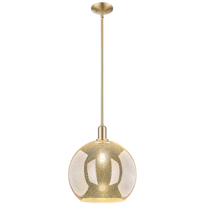 Image 1 Arcadia Athens 14"W Bronze Stem Mini Pendant w/ Mercury Shade