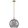 Arcadia Athens 14"W Bronze Stem Pendant w/ Light Smoke Deco Shade