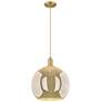 1_Arcadia Athens 14"W Brushed Brass Cord Mini Pendant w/ Mercury Shade