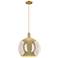 Arcadia Athens 14"W Brushed Brass Cord Mini Pendant w/ Mercury Shade