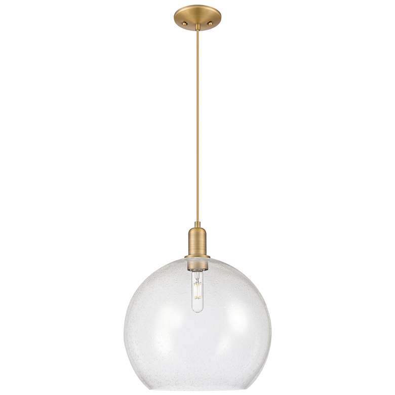 Image 1 Arcadia Athens 14"W Brushed Brass Cord Mini Pendant w/ Seedy Shade