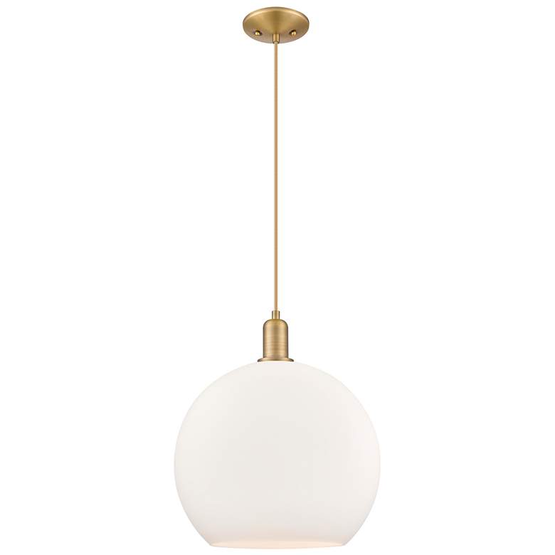 Image 1 Arcadia Athens 14"W Brushed Brass Cord Pendant w/ Matte White Shade