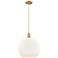 Arcadia Athens 14"W Brushed Brass Cord Pendant w/ Matte White Shade