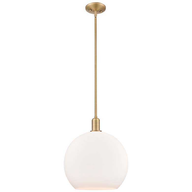 Image 1 Arcadia Athens 14"W Brushed Brass Stem Pendant w/ Matte White Shade