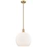 Arcadia Athens 14"W Brushed Brass Stem Pendant w/ Matte White Shade