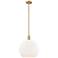 Arcadia Athens 14"W Brushed Brass Stem Pendant w/ Matte White Shade