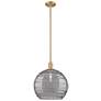 Arcadia Athens 14"W Brushed Brass Stem Pendant w/ Smoke Deco Shade
