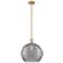 Arcadia Athens 14"W Brushed Brass Stem Pendant w/ Smoke Deco Shade