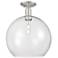 Arcadia Athens 14"W Brushed Nickel Semi.Flush Mount With Clear Shade