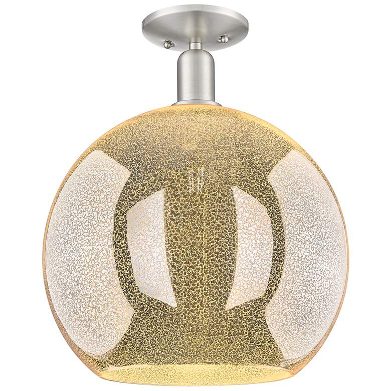 Image 1 Arcadia Athens 14"W Brushed Nickel Semi.Flush Mount With Mercury Shade