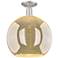 Arcadia Athens 14"W Brushed Nickel Semi.Flush Mount With Mercury Shade