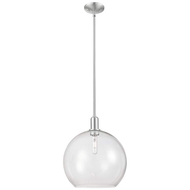 Image 1 Arcadia Athens 14"W Brushed Nickel Stem Mini Pendant w/ Clear Shade