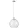 1_Arcadia Athens 14"W Brushed Nickel Stem Mini Pendant w/ Clear Shade