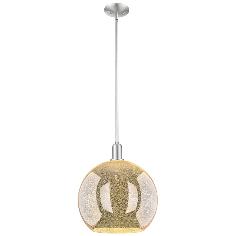 Image 1 Arcadia Athens 14"W Brushed Nickel Stem Mini Pendant w/ Mercury Shade