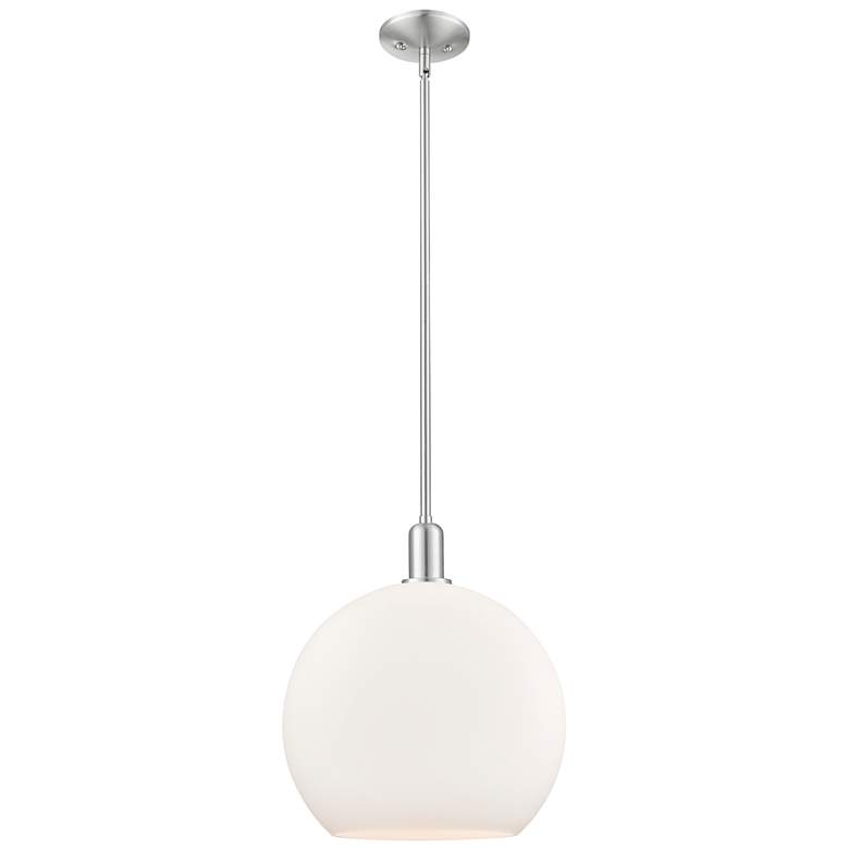 Image 1 Arcadia Athens 14"W Brushed Nickel Stem Pendant w/ Matte White Shade