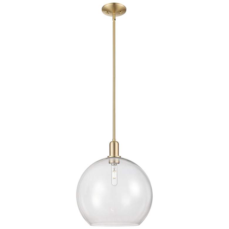 Image 1 Arcadia Athens 14"W Champagne Bronze Stem Mini Pendant w/ Clear Shade
