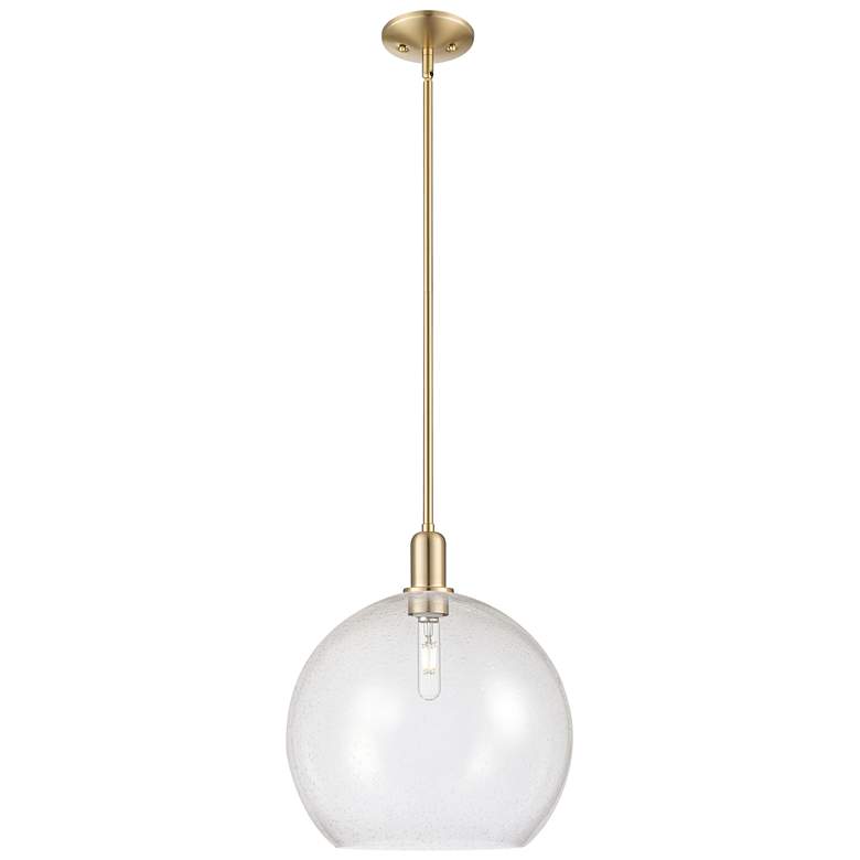 Image 1 Arcadia Athens 14"W Champagne Bronze Stem Mini Pendant w/ Seedy Shade