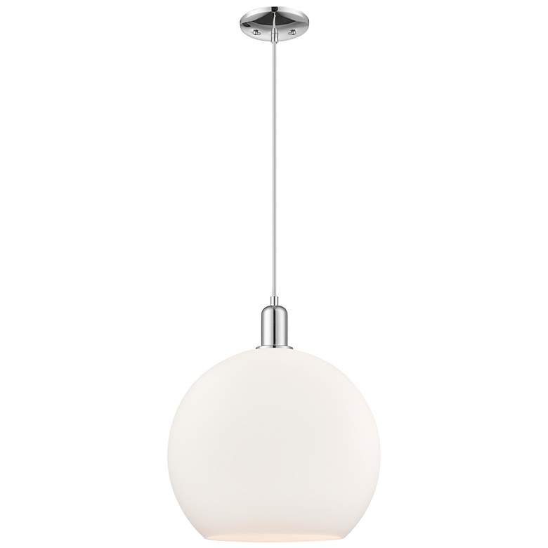 Image 1 Arcadia Athens 14"W Chrome Cord Hung Mini Pendant w/ Matte White Shade