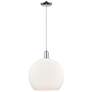 Arcadia Athens 14"W Chrome Cord Hung Mini Pendant w/ Matte White Shade