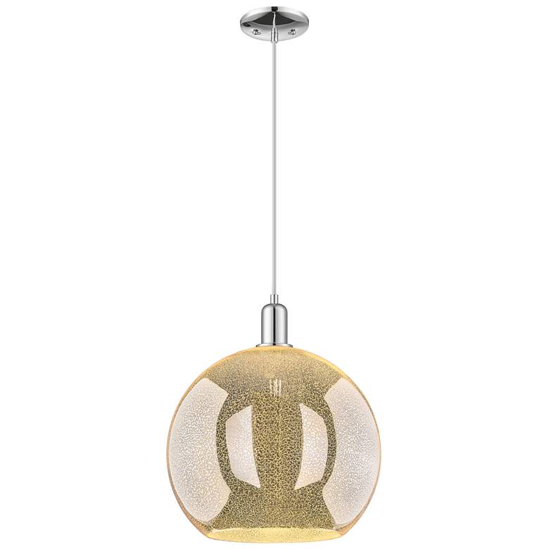 Image 1 Arcadia Athens 14"W Chrome Cord Hung Mini Pendant w/ Mercury Shade