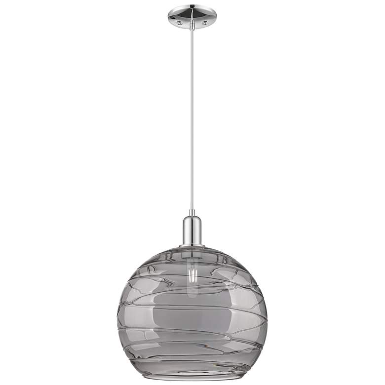 Image 1 Arcadia Athens 14"W Chrome Cord Pendant w/ Light Smoke Deco Shade