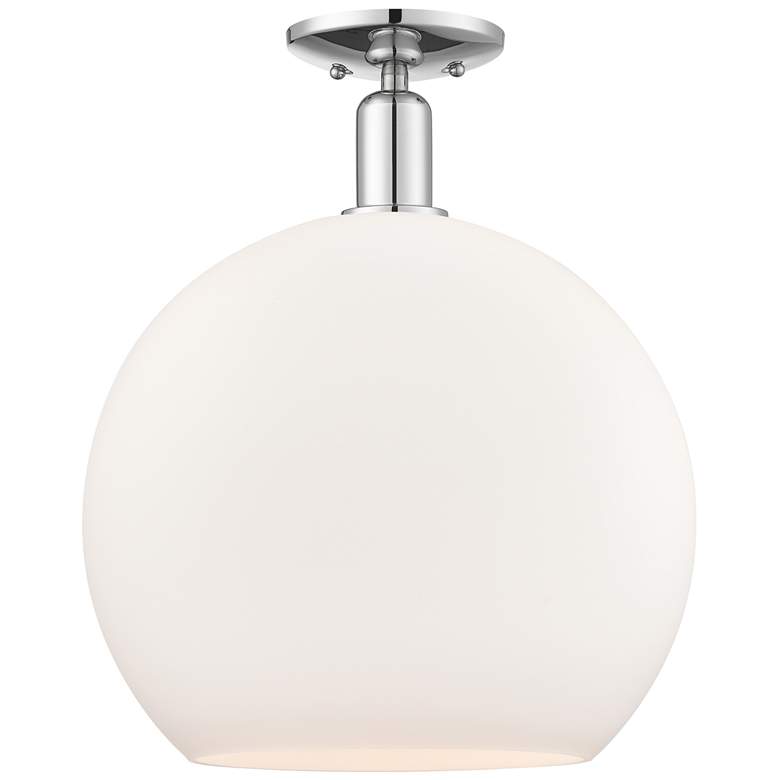 Image 1 Arcadia Athens 14"W Chrome Semi.Flush Mount w/ Matte White Shade
