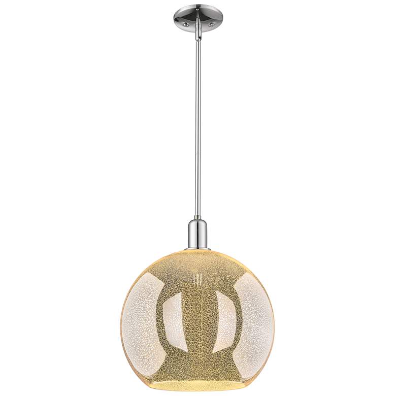 Image 1 Arcadia Athens 14"W Chrome Stem Hung Mini Pendant w/ Mercury Shade