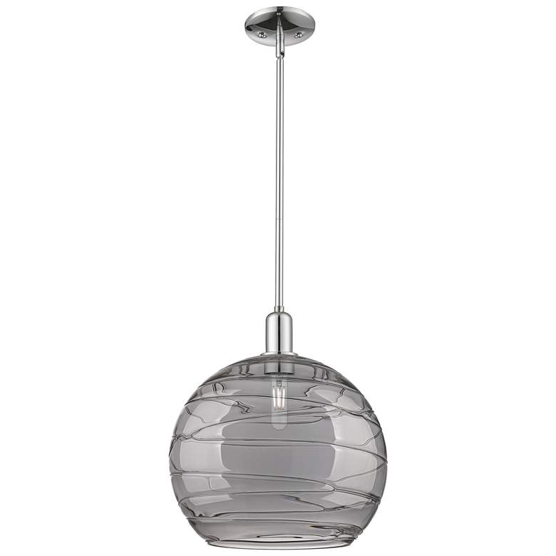 Image 1 Arcadia Athens 14"W Chrome Stem Pendant w/ Light Smoke Deco Shade