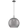 Arcadia Athens 14"W Chrome Stem Pendant w/ Light Smoke Deco Shade