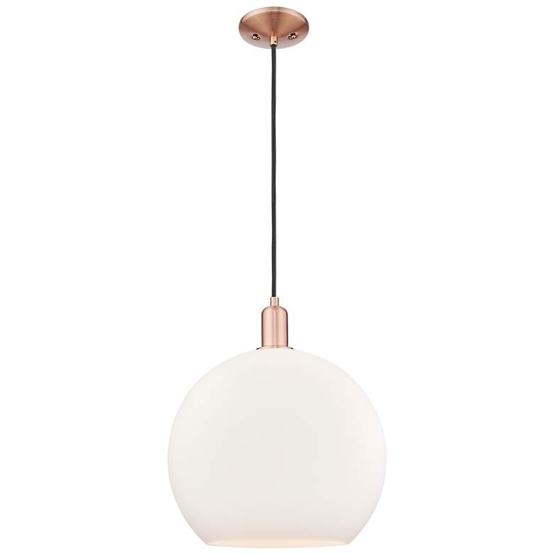 Image 1 Arcadia Athens 14"W Copper Cord Hung Mini Pendant w/ Matte White Shade