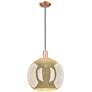 1_Arcadia Athens 14"W Copper Cord Hung Mini Pendant With Mercury Shade