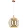 Arcadia Athens 14"W Copper Cord Hung Mini Pendant With Mercury Shade
