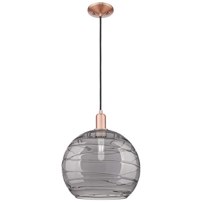 Image 1 Arcadia Athens 14"W Copper Cord Pendant w/ Light Smoke Deco Shade