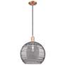 1_Arcadia Athens 14"W Copper Cord Pendant w/ Light Smoke Deco Shade