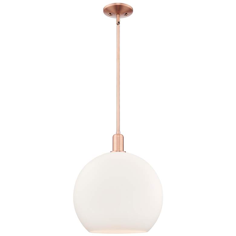 Image 1 Arcadia Athens 14"W Copper Stem Hung Mini Pendant w/ Matte White Shade