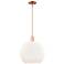 Arcadia Athens 14"W Copper Stem Hung Mini Pendant w/ Matte White Shade
